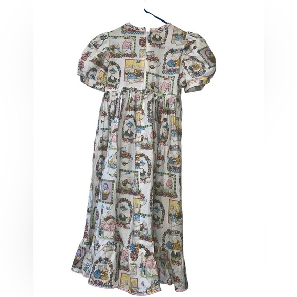 Daisy Kingdom Girls Dress Easter Parade Rabbit Puff Sleeves Bunny 7-8 Handmade - Picture 2 of 6